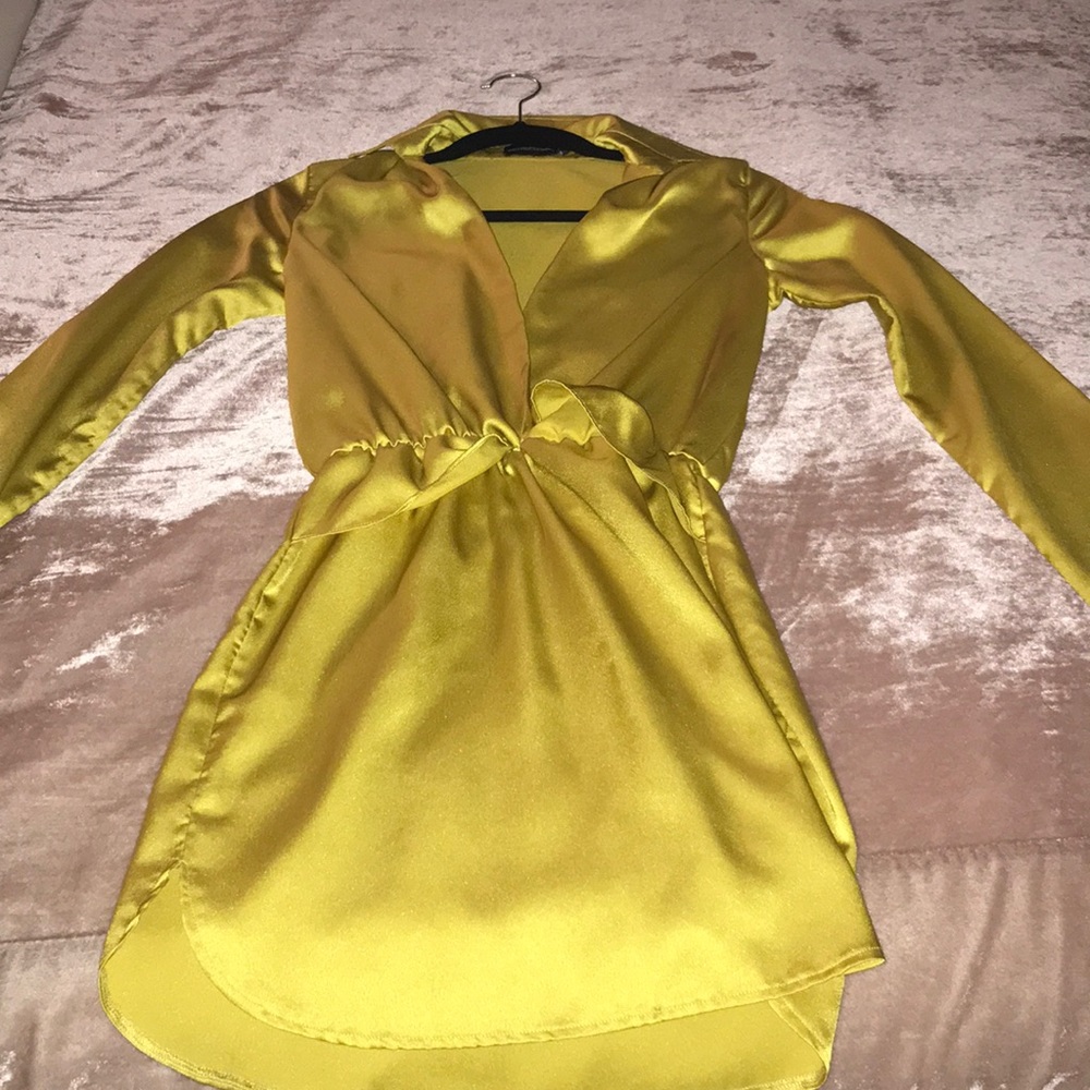 Yellow silky dress